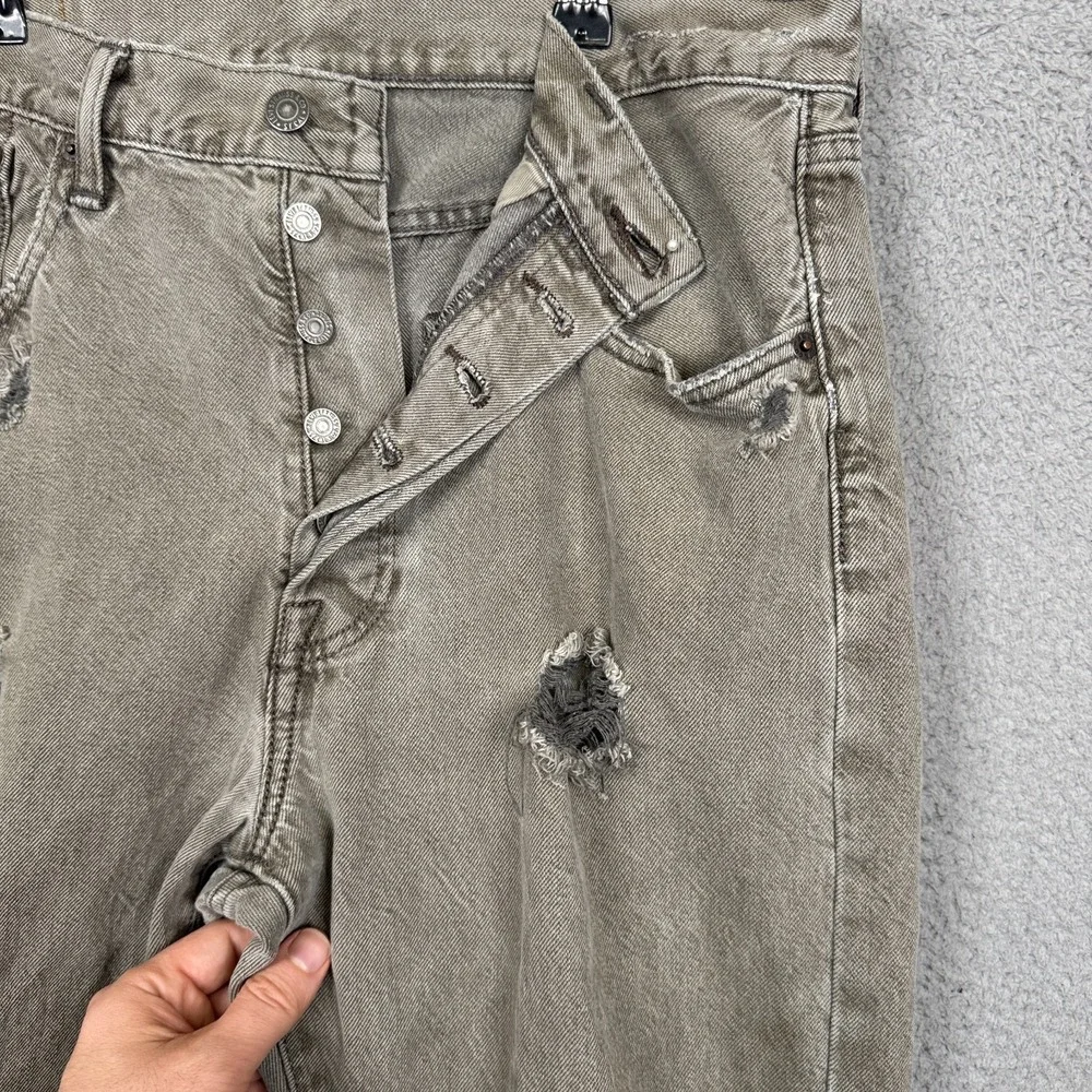 Levis Jeans Mens 32x32 Gray‎ 501 CT Distressed Grunge Punk Goth Indie Denim